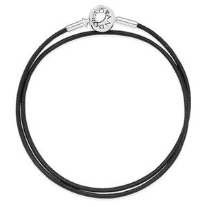 PANDORA (14.2") Double Black Fabric ESSENCE Bracelet Authentic Silver Clasp